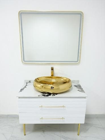 шкаф бу: Тумба для ванны, Новый, С раковиной, Другой материал, Бесплатная доставка, цвет - Белый — 6