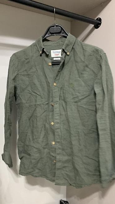 лён рубашка: Мужская рубашка, M, Gant, Б/у, цвет - Зеленый, Самовывоз, Платная доставка — 3