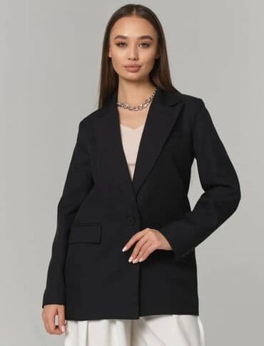 пиджаки женские бишкек: Женский однобортный блейзер прямого кроя, выполненный из плотной — 3