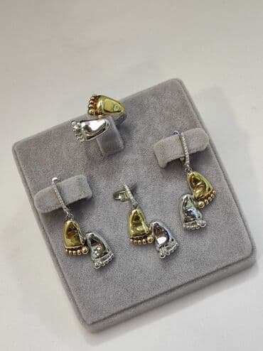 свадебные наборы ручной: Серебряный комплект "Ножки" Дизайн Италия Серебро напыление жёлтое — 4