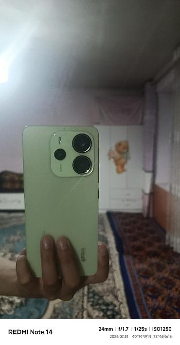 Смартфон Redmi Note 14, цвет светло‑зелёный. Характеристики по at lalafo.kg Смартфон Redmi Note 14, цвет светло‑зелёный. Характеристики по