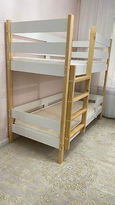 двухъярусные кровати из дерева: Двухъярусная детская кровать, Натуральное дерево, цвет - Белый — 1