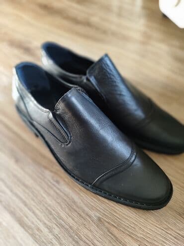 Атайын кийим: Мужские кожаные туфли-слипоны, черные - Материал верха: натуральная — 1