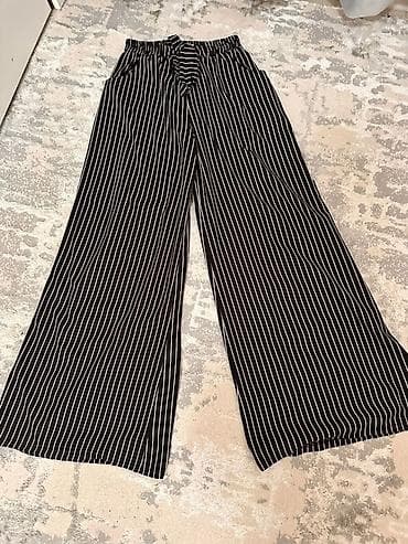 Личные вещи: Женские брюки палаццо — 2 пары 1) Черные в белую вертикальную полоску — 1