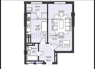 o2 development: 1 комната, 50 м², Элитка, 13 этаж, ПСО (под самоотделку) — 9