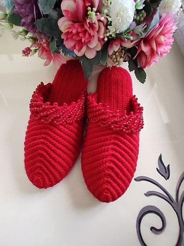 red centr: Домашние тапочки, 38.5, Новый, цвет - Красный, Самовывоз — 3