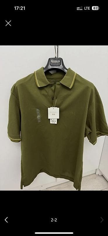 в полоску: Поло UNIQLO x JW Anderson — Dry Pique Polo Shirt - Цвет: оливковый — 1
