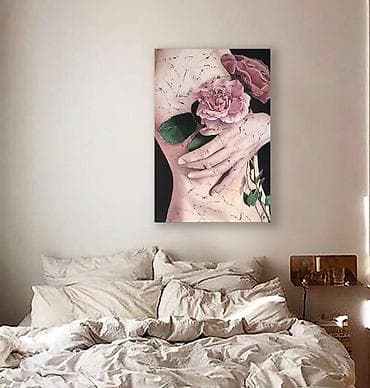 Часы для дома: Девушка с розами. Оригинальная современная картина в интерьер — 2