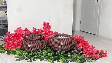 купить ротанг для плетения: Плетёные круглые кашпо/корзины для декора и растений - Материал — 9