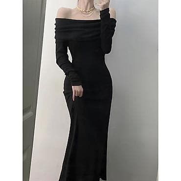 Вечернее платье, Длинная модель, Трикотаж, С рукавами, XS, S, M