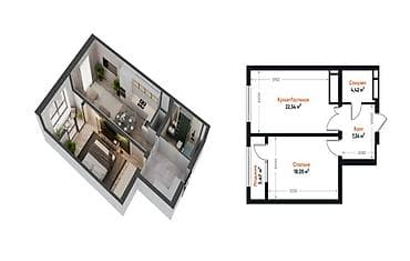 Новостройки от застройщика: 1к. кв, URPAQ PARK, 54,21м2, 6/16, сдача ПСО 2027 год 2-й квартал — 2