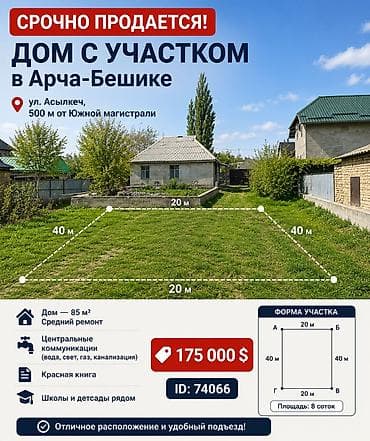 продажа домов в бишкеке арча бешик: 8 соток, Курулуш, Сатып алуу-сатуу келишими, Кызыл китеп, Техпаспорт — 1