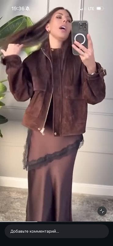 Жеке буюмдар: Женская куртка из замши, цвет глубокий шоколад.16000 мин сомго — 3