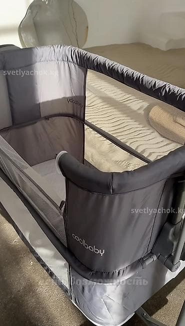 Детская мебель: Детская приставная кроватка, С колесиками, цвет - Серый — 2