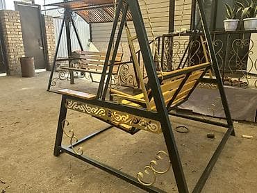 крыша дом: Садовые качели Металл, Со спинкой, С крышей — 3