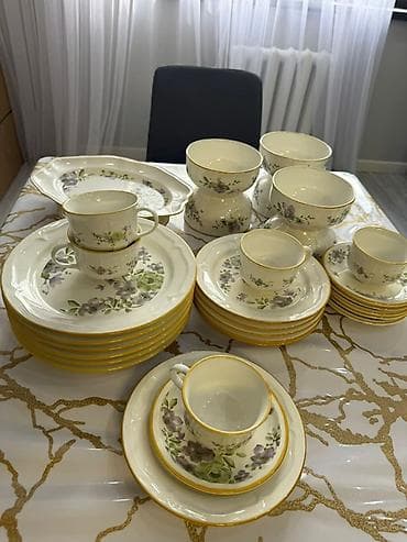 заказ пиццы: Набор посуды 32 штук на 6 персон из фарфора/керамики с цветочными — 1