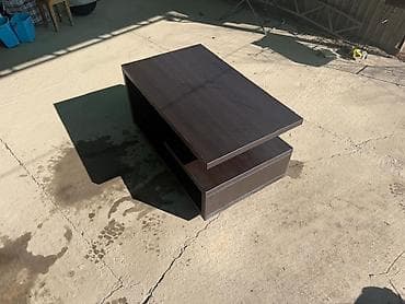 стол с карагача: Журнальный стол, Б/у, Прямоугольный, С колесиками, цвет - Коричневый — 5