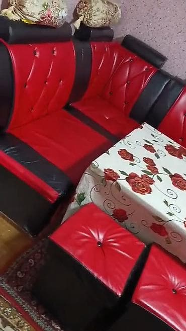 угловой диван новый: Кухонный мягкий уголок, Дерево, цвет - Красный — 2