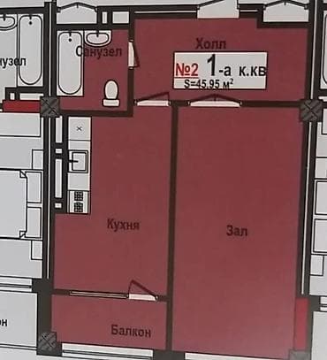 55: 1 комната, 46 м², Элитка, 8 этаж, Готовая ПСО (под самоотделку) — 3