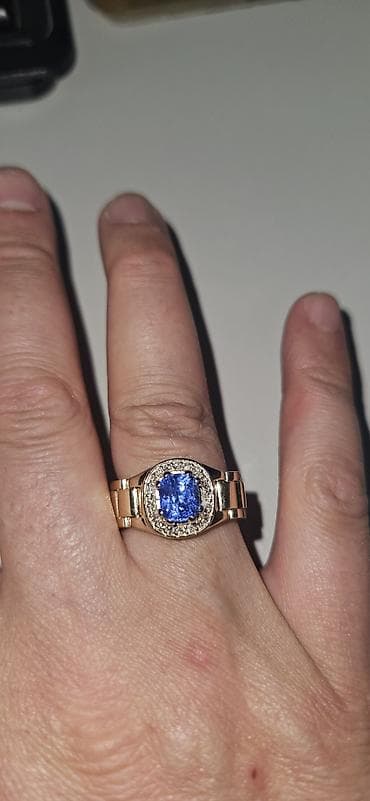 продаю чехлы: Кольцо, Печатка, Проба 585, Мужские, Сапфир, Ручная работа, Новый — 1