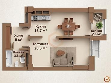 Продажа квартир: 1 комната, 50 м², Элитка, 15 этаж, Готовая ПСО (под самоотделку) — 1