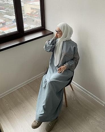 luis vitton: Повседневное платье, Made in KG, Осень-весна, Длинная модель, Лен, Оверсайз, Стандарт — 6