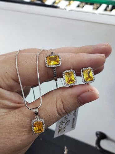 свадебные наборы ручной: Серебро 925 пробы Серебряный комплект + цепочка Размеры имеются — 3