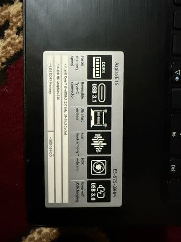 батарея макбук: Ноутбук, Acer, 4 ГБ ОЭТ, Intel Core i3, 15.6 ", Колдонулган, Жумуш, окуу үчүн, эс тутум HDD — 3