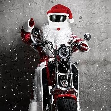 купить шлем для мотоцикла недорого: Чехлы для шлема Санта Клаус Дед Мороз Белый Зайчик Черный — 9