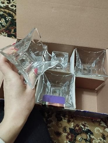 для мороженного: Ваза хрустальная 300 сом Салатница 700 сом. целая вся креманки для — 3