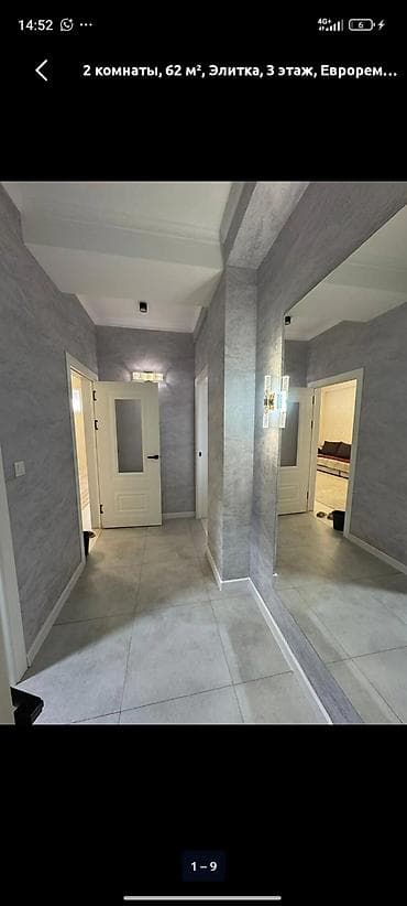 1 комнатная жал: 2 комнаты, 62 м², Элитка, 3 этаж, Евроремонт — 5