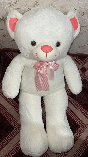 мишка в подарок: Большой плюшевый мишка - Цвет: молочно‑белый с розовыми акцентами — 1