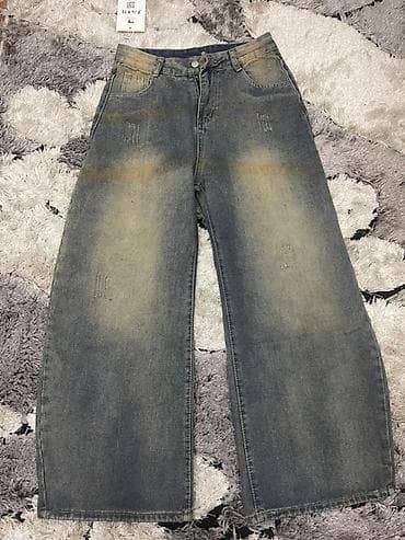 жынсы мужские: Джинсы широкого кроя (wide leg) - Классический деним средней — 1