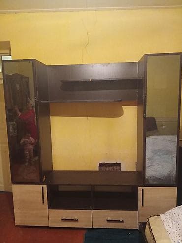 спальны гарнитур: Спальный гарнитур + гостиная стенка в едином стиле (дуб сонома/темный — 1