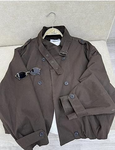 одежд: Короткий тренч/укороченное пальто - Цвет: тёмно‑коричневый - Фасон — 1