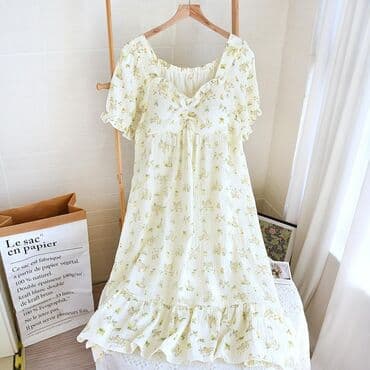 белая ночная сорочка: Ночная сорочка, Муслин, Длинная модель, M, S, 2XS — 2