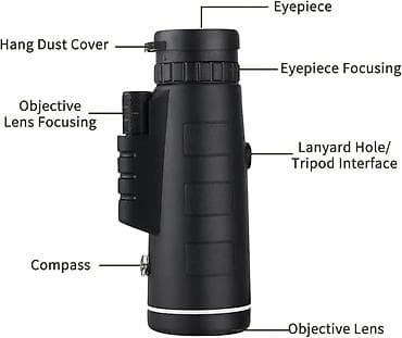 монокулятор: Бинокль монокуляр 40x60 с компасом и просветлённой оптикой FMC - — 5