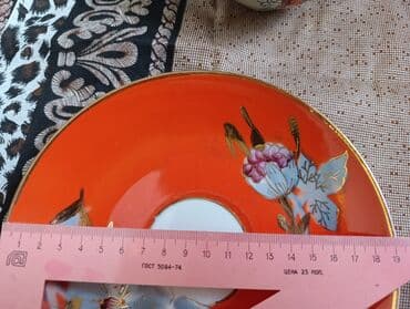 старые посуды: Продается 1. тарелка фарфор от набора Мальва 19 см Барановка СССР — 1