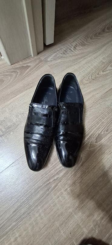 Мужские лаковые туфли-лоаферы, классические. - Цвет: черный