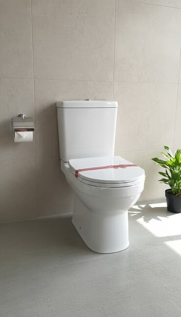 устанавливаем унитазы: Белый керамический унитаз с бачком, представленный в современном — 1