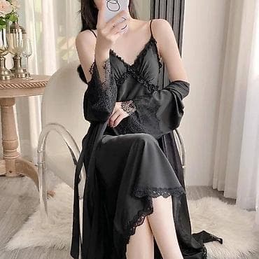 real techniques: Комплект домашней одежды: длинный халат с поясом + сорочка на — 6