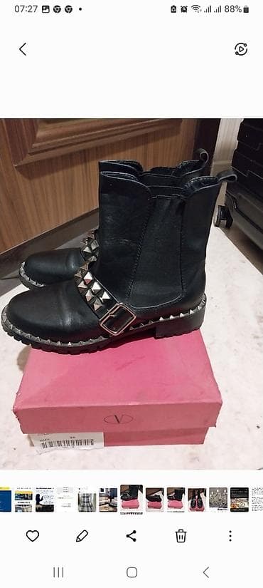оригинал ботос: Ботинки "BALENTINO"кожа 100% деми 36 разм.цвет черный стоили 4000 — 4