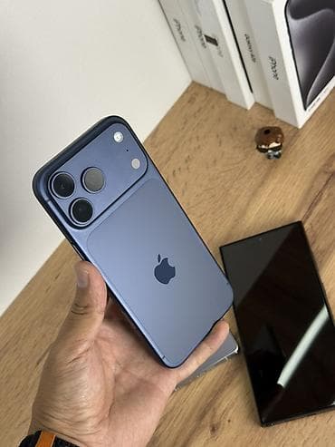 e96a hoco: IPhone 17 Pro Max, Б/у, 1 ТБ, Синий, Защитное стекло, Чехол, 100 % — 1
