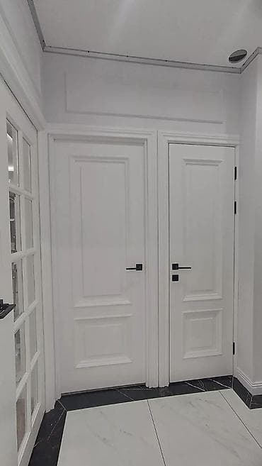 Терезелер жана комплектөөчүлөр: Үйлөр жана батирлер үчүн эшик, Жыгач, Эки эшиктуу, Айнек менен, түсү - Ак — 4