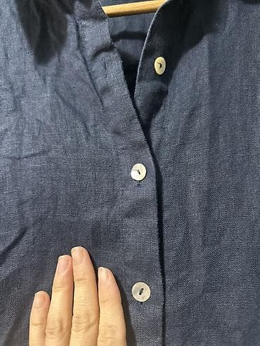 slim patch: Платье-рубашка темно-синего цвета - Длина миди, низ со скругленными — 9