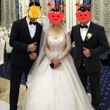 фата на девичник: Свадебное платье, Со шлейфом, Б/у — 1