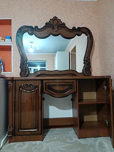 Офисная мебель: Туалетный столик, С зеркалом, цвет - Коричневый, ЛДСП — 3