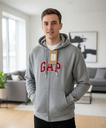 Мужская толстовка, L, XL, 2XL, Gap, Новый, цвет - Серый, Самовывоз, Бесплатная доставка, Платная доставка