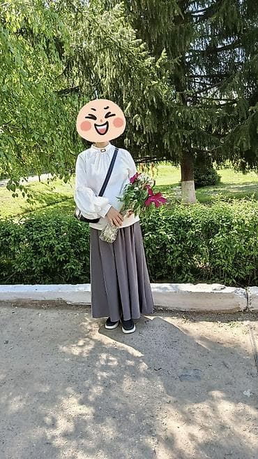 костюм для женщин: Костюм с юбкой, Модель юбки: Полусолнце, Макси, Блузка, L — 2