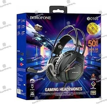 hyper x cloud 3: Проводные полноразмерные наушники, Borofone, Новый, цвет - Черный — 7
